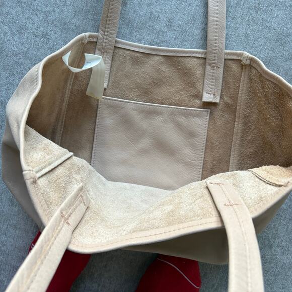 Beige Tan Leather Tote Bag - Picture 3 of 7